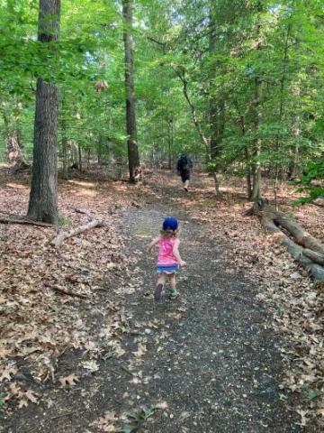 Small child on Wooded Hillock Trail