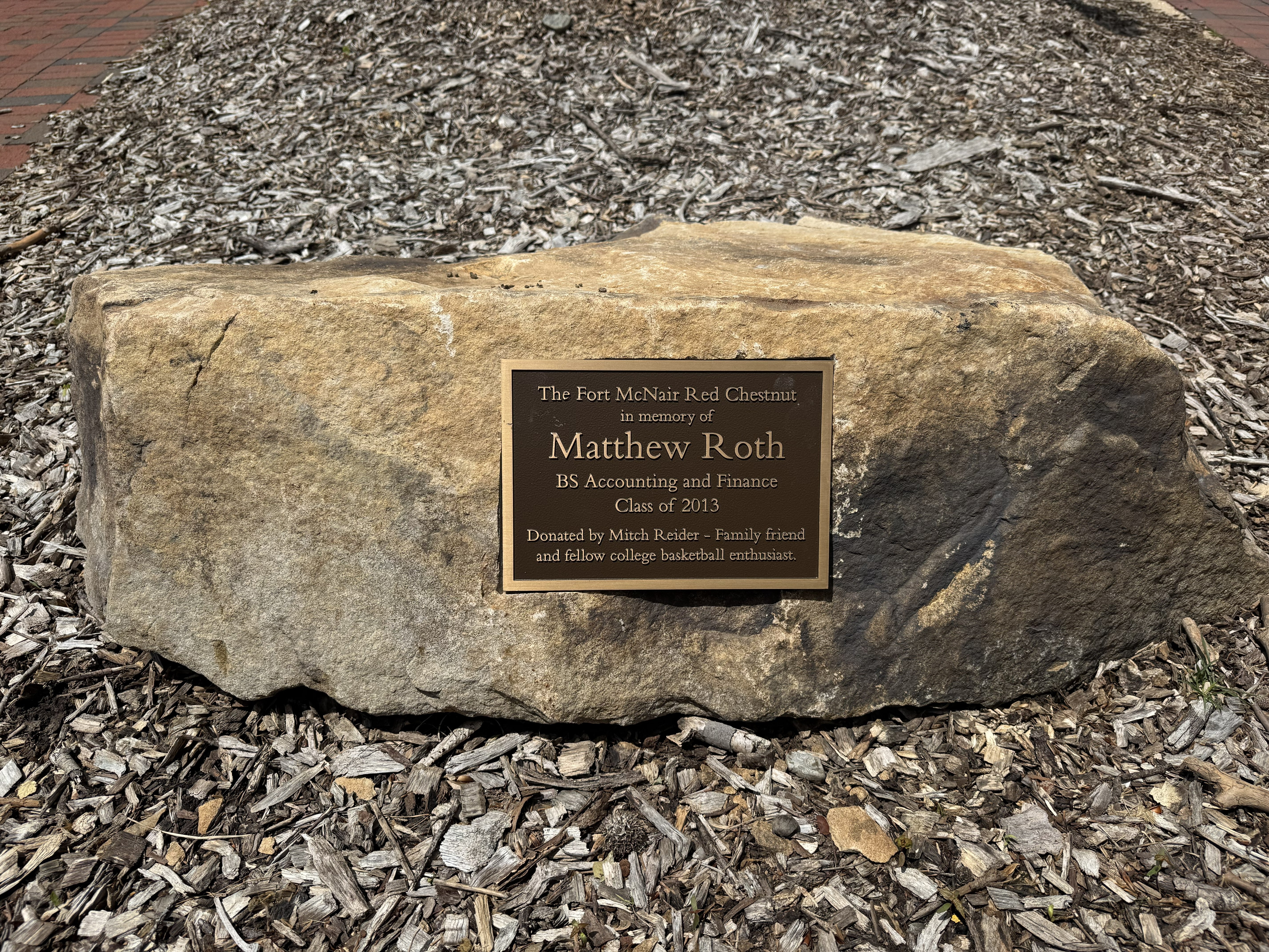 Stone memorial for Matthew Roth
