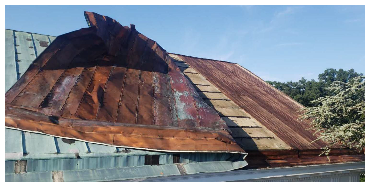 Damaged roof of Administration Building