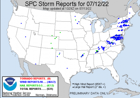 SPC Storm Reports for 07/12/22
